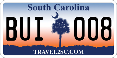 SC license plate BUI008