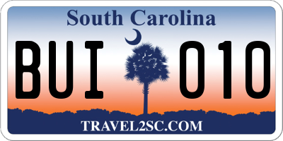 SC license plate BUI010