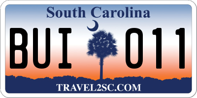 SC license plate BUI011