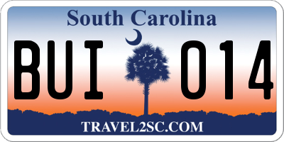 SC license plate BUI014