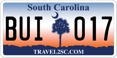 SC license plate BUI017