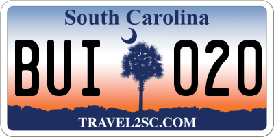 SC license plate BUI020