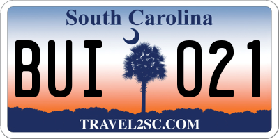 SC license plate BUI021