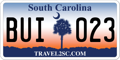 SC license plate BUI023