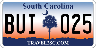 SC license plate BUI025