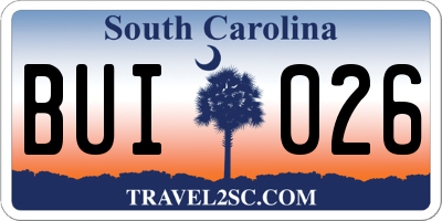 SC license plate BUI026