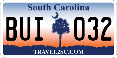 SC license plate BUI032
