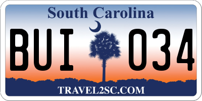 SC license plate BUI034
