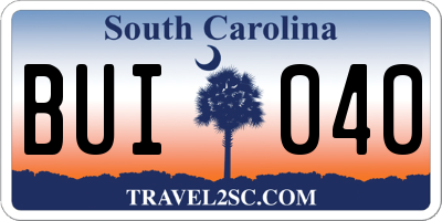 SC license plate BUI040