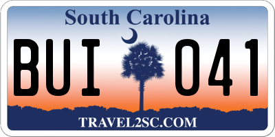 SC license plate BUI041