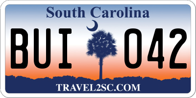 SC license plate BUI042