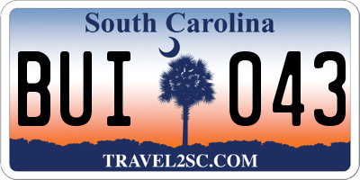 SC license plate BUI043