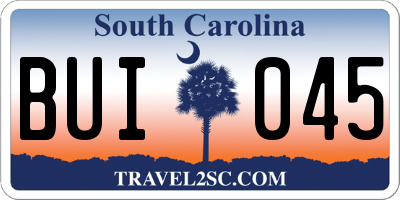 SC license plate BUI045