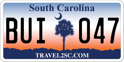 SC license plate BUI047