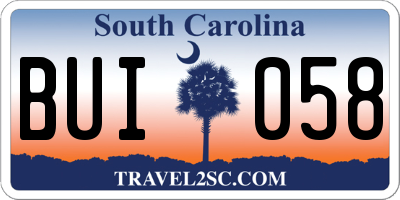 SC license plate BUI058