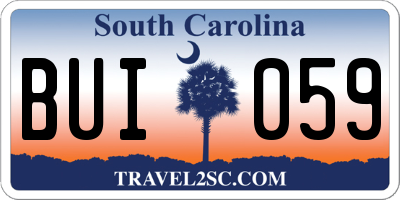 SC license plate BUI059