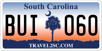 SC license plate BUI060