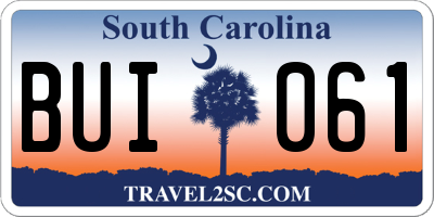 SC license plate BUI061