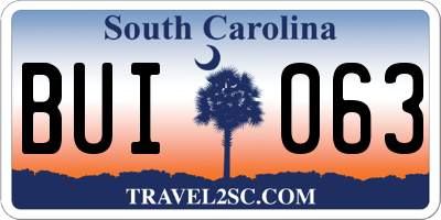 SC license plate BUI063