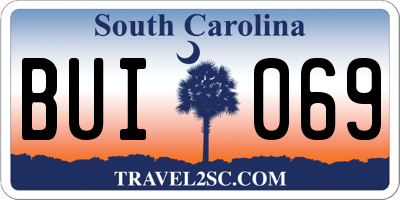 SC license plate BUI069
