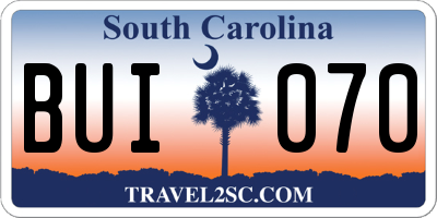 SC license plate BUI070