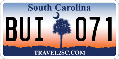 SC license plate BUI071
