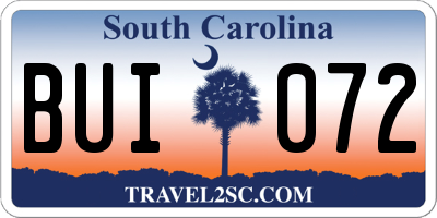 SC license plate BUI072