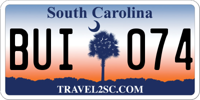 SC license plate BUI074