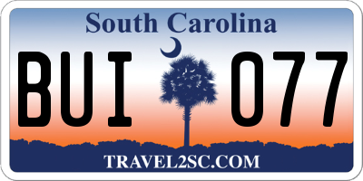 SC license plate BUI077