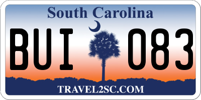SC license plate BUI083