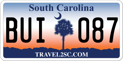 SC license plate BUI087