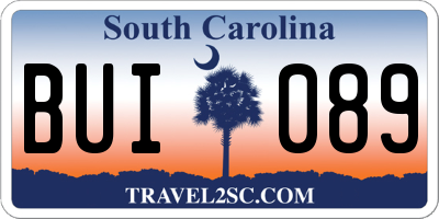 SC license plate BUI089