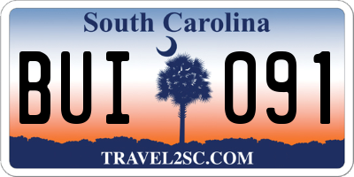 SC license plate BUI091