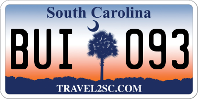SC license plate BUI093