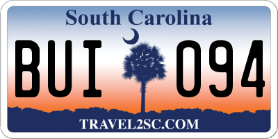 SC license plate BUI094