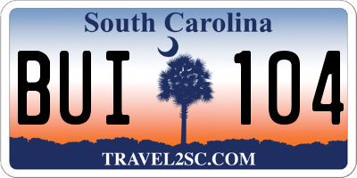SC license plate BUI104