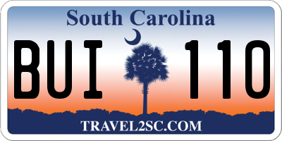 SC license plate BUI110