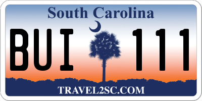 SC license plate BUI111