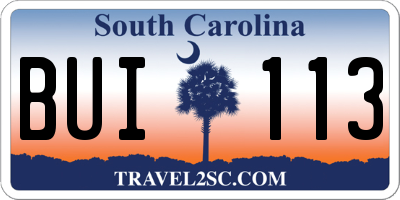 SC license plate BUI113