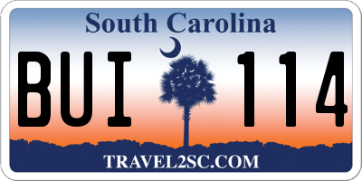 SC license plate BUI114