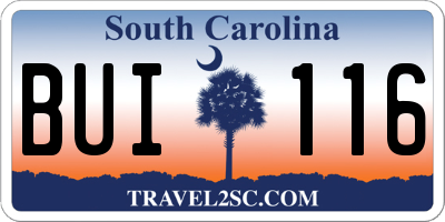 SC license plate BUI116