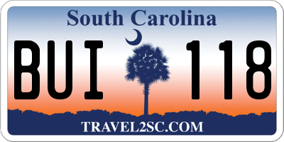 SC license plate BUI118