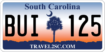 SC license plate BUI125