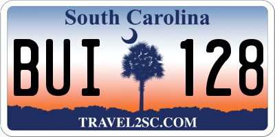 SC license plate BUI128