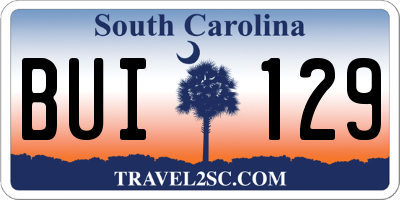 SC license plate BUI129
