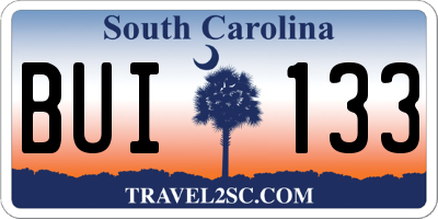 SC license plate BUI133