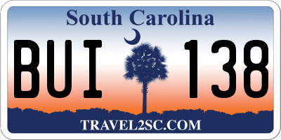 SC license plate BUI138