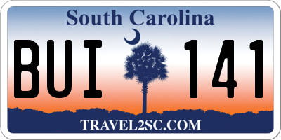SC license plate BUI141