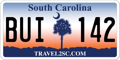 SC license plate BUI142