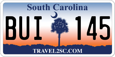 SC license plate BUI145